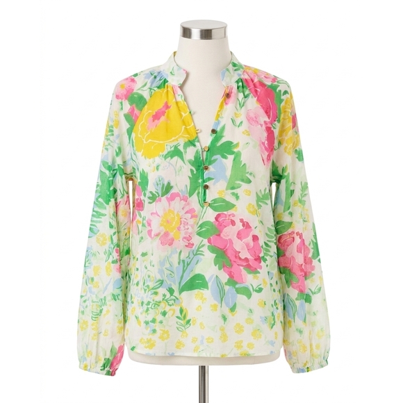 LILLY PULITZER Tops - NEW LILLY PULITZER renisha long sleeve top in multi poppy party engineered